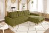 Ecksofa Scandi-Stil Schlafcouch Stauraum Ottomane RE Bouclé Chenille in Grün Bild 3