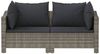 vidaXL Garten-Lounge-Set mit Kissen, 2-teilig, Polyrattan grau Bild 4
