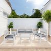 Dmora Outdoor-Lounge-Set Agnelo, Gartenkomposition mit 2 Sesseln, 1 Sofa und 1 Couchtisch, Lounge in Rattan-Optik mit Kissen, 100 % Made in Italy, Weiß Bild 2
