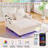 Relaxsessel mit Chaiselongue, Cordstoff, USB-Anschluss & LED, 142x128x85 cm, Beige Bild 5
