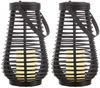 2x LED Solarlampe, Feuer-Effekt, Henkel, schwarz, H 26 cm Bild 1
