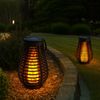 2x LED Solarlampe, Feuer-Effekt, Henkel, schwarz, H 26 cm Bild 3
