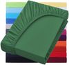 NatureMark Spannbettlaken Jersey Basic Spannbetttuch, 100% Baumwolle, Gummizug: rundum, (1 Stück), in vielen Größen und Farben, bis 25cm Steghöhe, 90x200cm, Dunkelgrün Bild 1