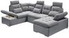 Couch Wohnlandschaft Schlaffunktion Schlafsofa grau grau hell Ottomane links Bild 4