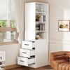 OKWISH Hochschrank 180 /200 cm hohes (schmales Bücherregal, 1-St, mit 3 offenen Fächern & 3 Schubladen, beidseitig stellbar) Verstellbare Böden, links und rechts austauschbar Bild 3