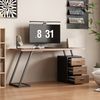 Flieks Schreibtisch 138.5 x 58 cm, Industrial Bürotisch mit 3 Schubladen, Soft-Close, verstellbarem Stauraum, Braun/Schwarz Bild 2