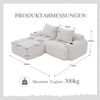 Modulares 2-Sitzer Cordsofa m. Hocker, Getränkehalter, Tasche, Beige Bild 4