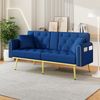 Merax Schlafsofa mit Liegefunktion, drei verstellbaren Neigungswinkeln und Getränkehalter, Stoffbezug, Blue Bild 2