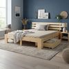 Holzbett 180x200 cm mit 2 Federkernmatratze & Bettkästen Doppelbett Bett Holzbettrahmen Natur Massiv Holz Lattenrost Bild 2