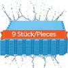 BURI SUMMER Poolmatte 9er Set | 50x50 cm pro Matte | 2,25 m² Gesamtfläche | Blau | Rutschfeste Bodenfliesen für Pool, Whirlpool, Garten & Fitness | 4 mm dick | Erweiterbares Stecksystem Bild 2