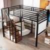 Hochbett mit Sicherheitsleiter 90*200, Kinderbett mit Eisenrahmen und Ablagefläche, Jugendbett, Einzelbett, Schwarz Bild 3