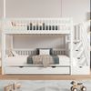 Etagenbett 90×200/190 cm mit Rollbett, Leiterschrank und Rundum-Rausfallschutz, Weiß, ohne Matratze Bild 4