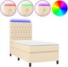 Boxspringbett mit Matratze & LED Stoff Creme 90x200 cm, Härtegrad: H2 [3135090] Bild 2