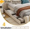 Polsterbett, 160 x 200cm, Ohne Matratze, Polsterbett mit 4 Schubladen, Polsterbet Bett mit LED-Lichtleiste mit USB und Stereoanlage, Samt, Beige Bild 2