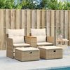 vidaXL Gartensofa 2-Sitzer mit Hockern Beige Poly Rattan 365805 Bild 3