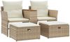 vidaXL Gartensofa 2-Sitzer mit Hockern Beige Poly Rattan 365805 Bild 2