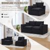 2-Sitzer-Sofa aus Cordstoff mit Kissen, 204 x 102,5 x 84 cm, Schwarz Bild 5