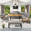 Odikalo Gartenlounge-Set Gartenmöbel Set mit robustem Metallrahmen, (mit modernem X-Design, 10cm dicken Kissen und Holztischen, verstellbare Füße für Terrasse, Balkon, Garten) Bild 2