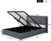 Polsterbett 140x190 cm mit Bettkasten, hydraulisch, ohne Matratze, Chesterfield-Design in Grau Bild 2