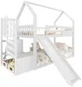 Etagenbett mit 2 Schlafgelegenheiten, Rutsche, Regal, Treppe, Lattenrost und Rausfallschutz, 90x200 cm, Kinderbett, Kiefer Bild 5