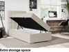 MEBLINI Boxspringbett LUKAS 90x200 cm mit Bettkasten - H3/Beige Webstoff Gepolstert Einzelbett mit Topper & Bonellfederkern-Matratze - 90x200 Links Bild 5
