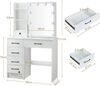 Schminktisch mit Hocker und Spiegel LED Licht 3 Farbtemperaturen 6 Schubladen Bild 4