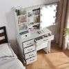 Schminktisch mit Hocker und Spiegel LED Licht 3 Farbtemperaturen 6 Schubladen Bild 2