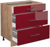 Küchenunterschrank Fame-Line Bordeaux Hochglanz 80 cm mit 3 Schubladen, AP Marmor Vicco Bild 4