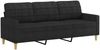 vidaXL 3-tlg. Sofagarnitur mit Kissen Schwarz Stoff 3201246 Bild 5