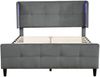 Doppelbett 140x200cm, hydraulisch mit verstellbarem Schleifen-Kopfteil, Metalllattenrost, Samt, beige/rosa Bild 5