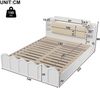 Paneelbett , 140x200cm, Hydraulische ,Mit USB Typ-C Ladefunktion,LED-Beleuchtung, Drucktaste/Appdienung, Ohne Matratze,Flip-Top-Aufbewahrungsfach, Multifunktionale Aufbewahrung, Weiß Bild 5