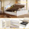 Paneelbett , 140x200cm, Hydraulische ,Mit USB Typ-C Ladefunktion,LED-Beleuchtung, Drucktaste/Appdienung, Ohne Matratze,Flip-Top-Aufbewahrungsfach, Multifunktionale Aufbewahrung, Weiß Bild 4