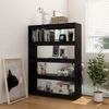 vidaXL Bücherregal/Raumteiler Schwarz 100x30x135,5cm Kiefer Massivholz 808222 Bild 3