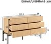 Sideboard mit 3D-Textur, sechs Schubladen, geeignet für Wohn- und Esszimmer, multifunktionales Aufbewahrungsmöbel. Bild 4