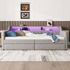 Flieks Daybett, LED Polsterbett Tagesbett 90x200cm mit 2 Schubladen, USB-Ladebuchse Bild 3