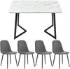 5-teiliges Esszimmer-Set Tisch + 4 Leinenstühle Grau Modern Küche Wohnzimmer Büro Bild 4