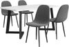 5-teiliges Esszimmer-Set Tisch + 4 Leinenstühle Grau Modern Küche Wohnzimmer Büro Bild 2