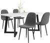 5-teiliges Esszimmer-Set Tisch + 4 Leinenstühle Grau Modern Küche Wohnzimmer Büro Bild 3