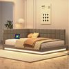 REDOM Schlafsofa Polsterbett,Funktionsbett,Jugendbett, Multifunktionales Polsterbett-Schlafsofa mit LED-Lichtleiste und USB-Anschluss, ohne Matratze Bild 3