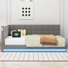 REDOM Schlafsofa Polsterbett,Funktionsbett,Jugendbett, Multifunktionales Polsterbett-Schlafsofa mit LED-Lichtleiste und USB-Anschluss, ohne Matratze Bild 2