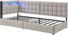 Schlafsofa 90x200 cm mit 2 Schubladen, LED-Lichtleiste und USB-/Typ-C-Anschluss in Beige Bild 5