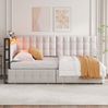 Schlafsofa 90x200 cm mit 2 Schubladen, LED-Lichtleiste und USB-/Typ-C-Anschluss in Beige Bild 3