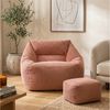 Icon Natalia Sitzsack Sessel mit Hocker für Erwachsene, Rosa, Flauschiger Cord Stoff, Riesen Sitzsack Samt mit Füllung, Bean Bag Chair, Bequemer Sessel Wohnzimmer, Lounge, Schlafzimmer, Büro Bild 2