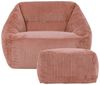 Icon Natalia Sitzsack Sessel mit Hocker für Erwachsene, Rosa, Flauschiger Cord Stoff, Riesen Sitzsack Samt mit Füllung, Bean Bag Chair, Bequemer Sessel Wohnzimmer, Lounge, Schlafzimmer, Büro Bild 4