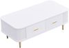 Couchtisch 105x51x38 cm mit 4 Schubladen, abgerundeter Form und goldfarbenen Details Bild 5