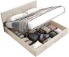 Polsterbett 140x190 cm ohne Matratze, mit höhenverstellbarem Kopfteil, Bettgestell aus holländischem Samt in Beige Bild 5