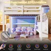 Hochbett mit RGB LED-Streifen, Stauraum, Lattenrost, Rausfallschutz und Regal, Treppe mit Regal, 140x200 cm, Kinderbett, Kiefer Bild 4