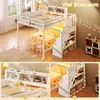 Hochbett mit RGB LED-Streifen, Stauraum, Lattenrost, Rausfallschutz und Regal, Treppe mit Regal, 140x200 cm, Kinderbett, Kiefer Bild 5