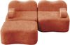 2-Sitzer Sofa 192×167×70 cm aus Samt rahmenlos modular mit 1 Ottomane, orange Bild 5