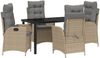 vidaXL Garten Essgruppe mit Kissen 5 pcs Beige Poly-Rattan 3380514 Bild 2